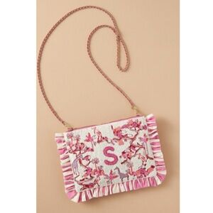 Anthropologie Beaded Monogram Crossbody Purse NWT